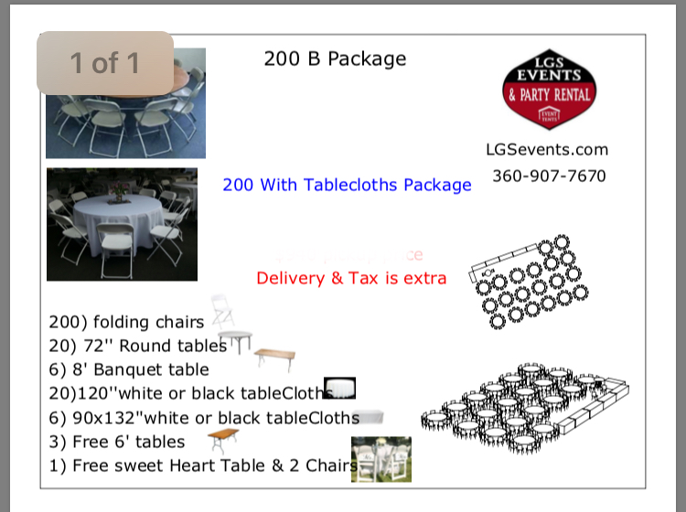 200 B Guests Package W Linen Lgs Events, How Many Round Tables For 200 Guests
