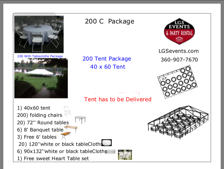 200 C Guests Package Linen Tent Lgs, How Many Tables For 200 Guests