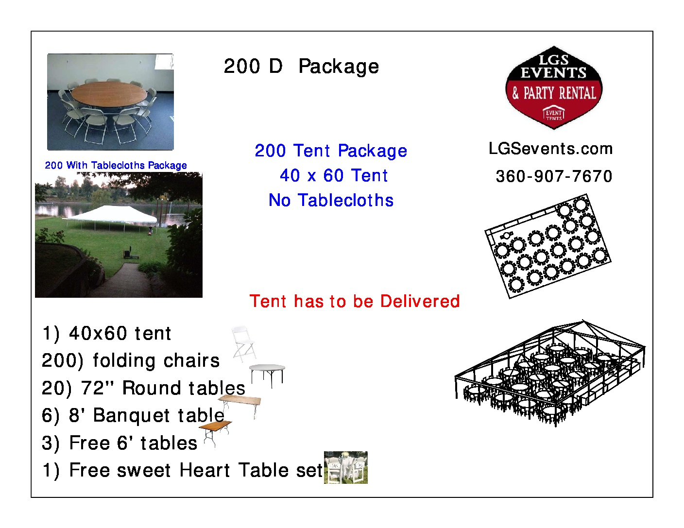 Guests Package W Tent Tables Chairs, How Many Round Tables For 200 Guests